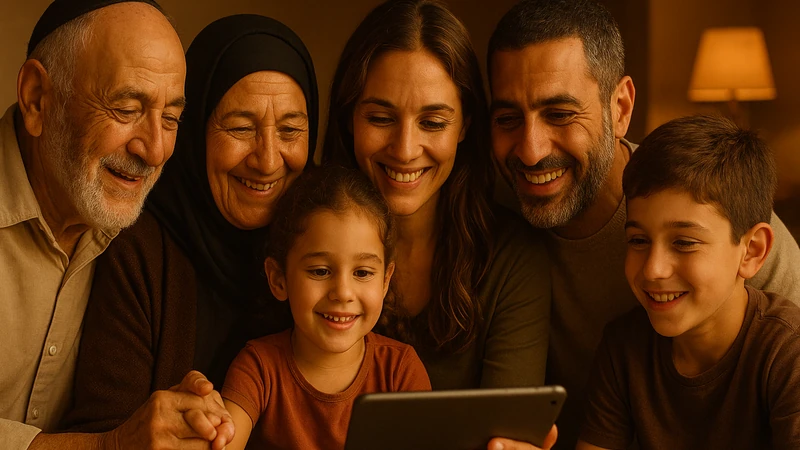 Multigenerational family celebrating together